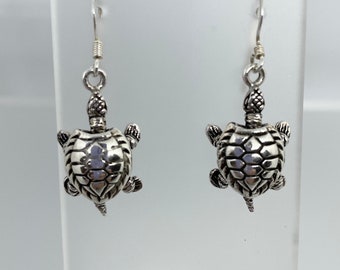 Reticulated Sterling Silver Turtle Earrings