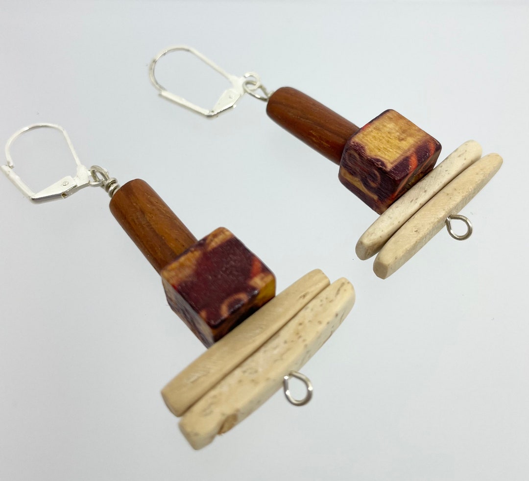 Natural Wood Gullah Inspired Dangle Earrings - Etsy