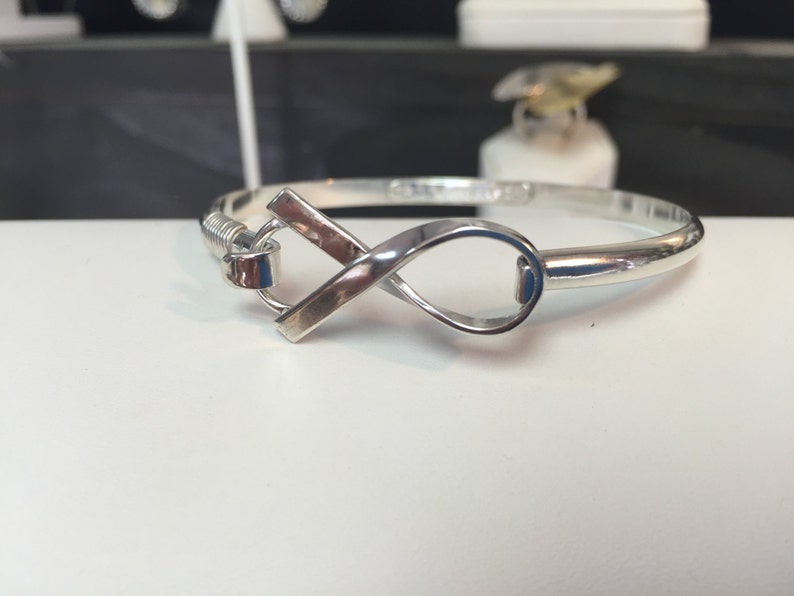Awareness Hook Cuff Size 6 to 8 Custom Sterling Silver