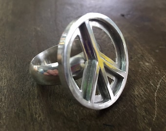 Peace Ring Hand Wrought Made to Order Heavy Sterling Silver