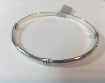 Sterling Silver Wire Wrapped Hand Wrought Smooth Bangle Bracelet