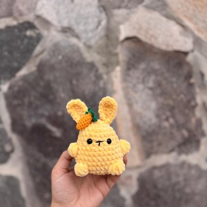 Adorable Fluffy Bunny, Soft and Cuddly Crochet Toy with a Cute Carrot Accent, Perfect for Kids, Pokémon Fans, and Whimsical Gift Giving.