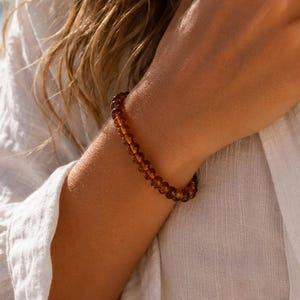 Classic Baltic Amber Bracelet Natural Amber Beaded Bracelet Genuine Amber Beads Bracelet Cognac Amber Nugget Bracelet for Her Amber Jewelry