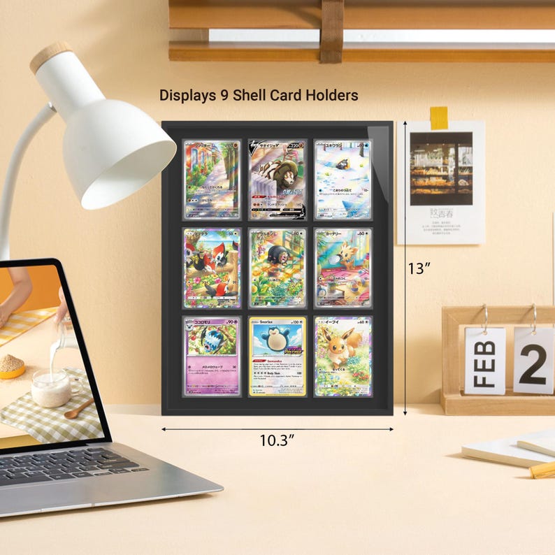 Black 9-card Display Case, Aluminum Frame With Tempered Glass for PSA ...