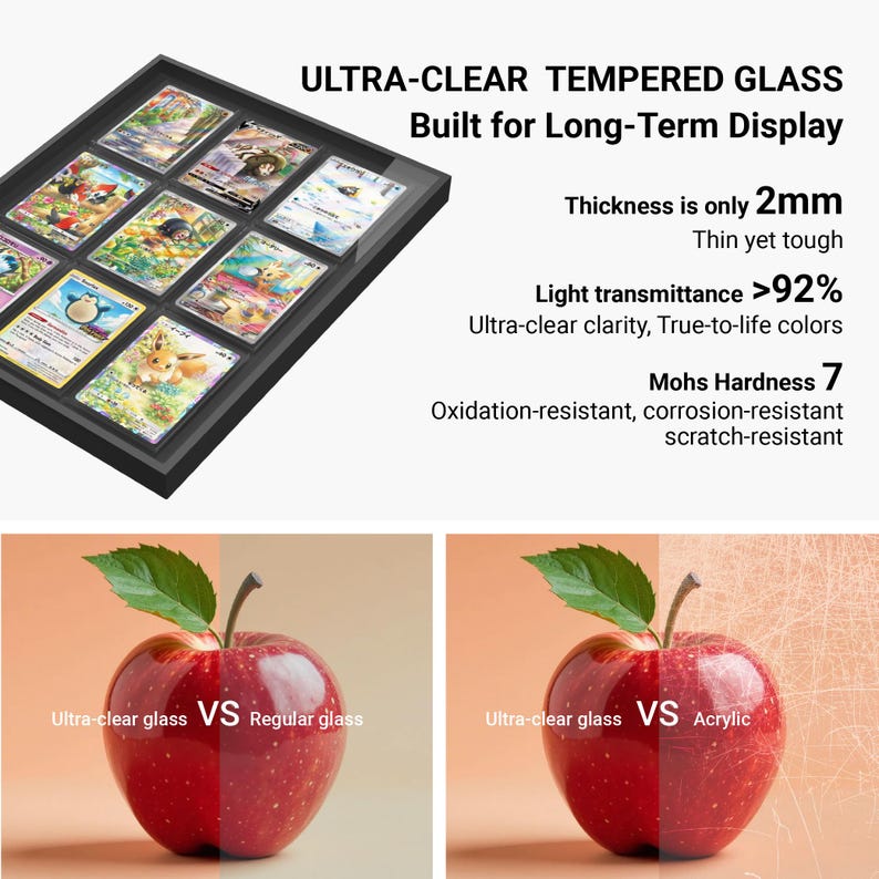 Black 9-card Display Case, Aluminum Frame With Tempered Glass for PSA ...