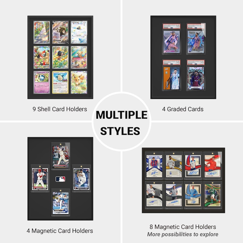 Black 9-card Display Case, Aluminum Frame With Tempered Glass for PSA ...