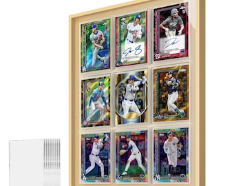 Vitrina dorada para 9 cartas, marco de aluminio con vidrio templado para cartas con clasificación PSA, cartas deportivas y TCG, regalo para coleccionistas de cartas, decoración de pared