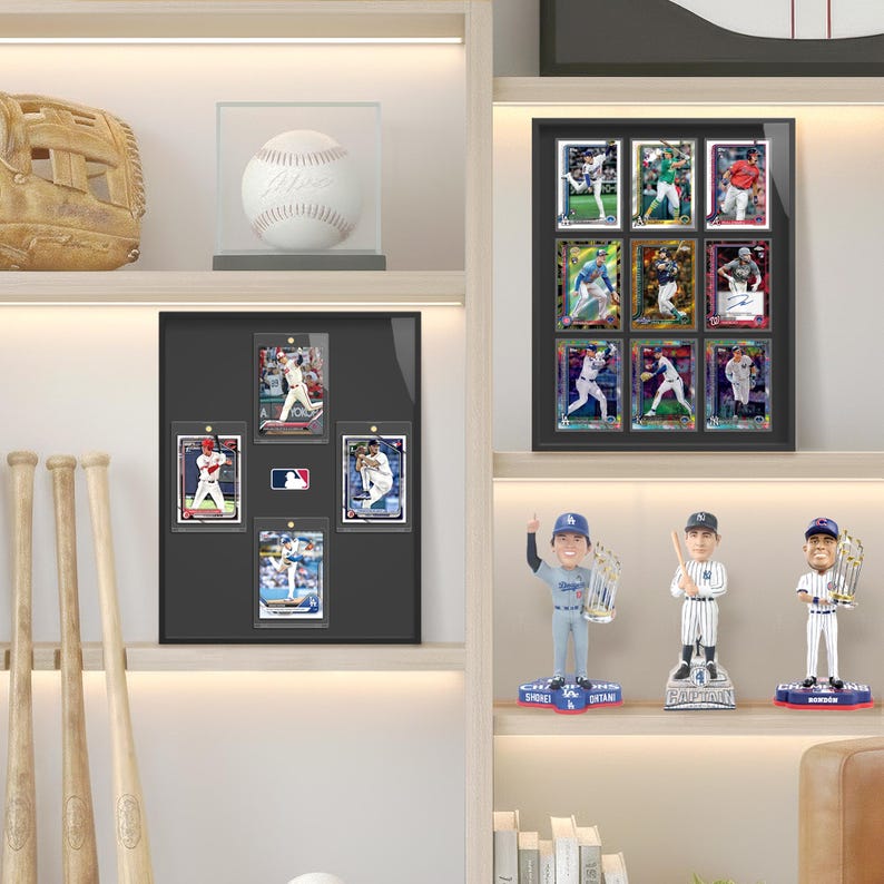 Black 9-card Display Case, Aluminum Frame With Tempered Glass for PSA ...