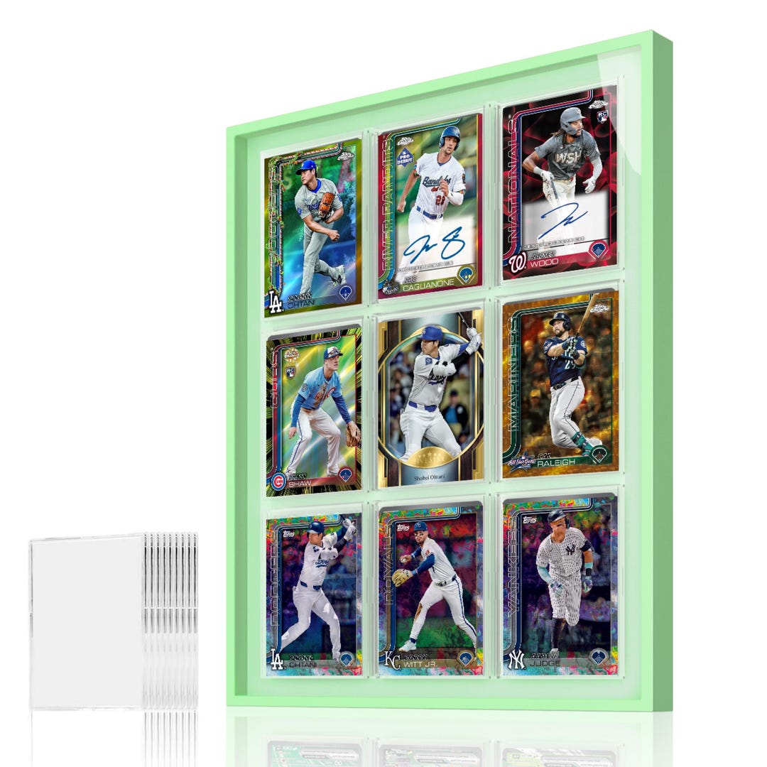 Green 9-card Display Case, Aluminum Frame With Tempered Glass for PSA ...