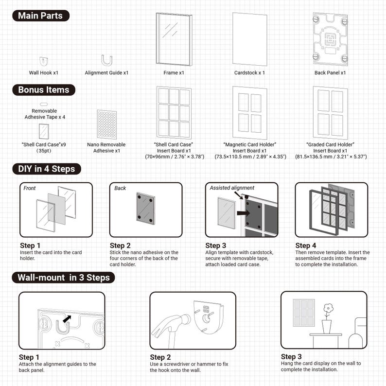 Black 9-card Display Case, Aluminum Frame With Tempered Glass for PSA ...