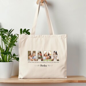 Custom Photo Tote Bag for Mom Personalized Gift for Mamas with Kids Names or Pictures Sentimental Present for Birthdays or Mother’s Day