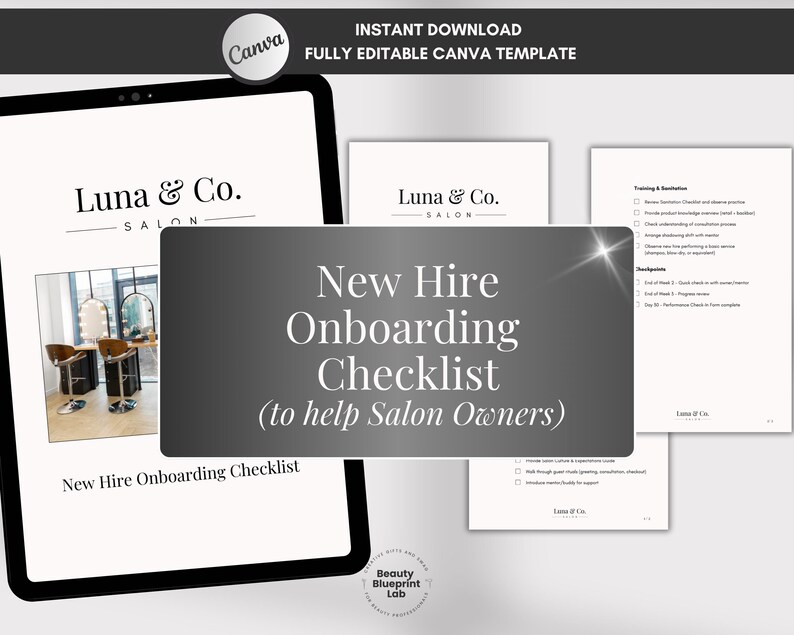Salon New Hire Checklist Template: Editable Employee Onboarding Guide ...