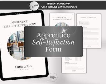 Salon Apprentice Tracker Weekly Progress Journal Template Self Reflection Form Stylist Mentorship Tool Beauty Assistant Growth Document