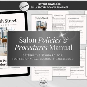 Salon Policies and Procedures Manual for Stylists Editable Salon Handbook Printable Staff Rules Guidelines Salon Employee Policy PDF Guide