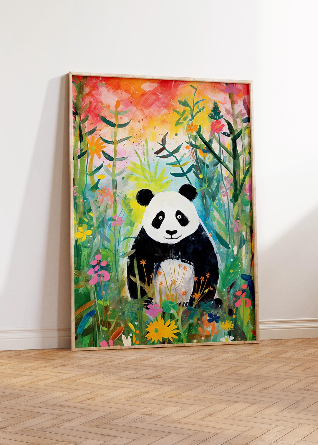 Panda Bear Wall Art for Nursery Kids Room Wall Decor for Cute Animal ...
