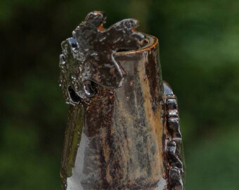 Brown Vase With Oak Leaf Appliqué