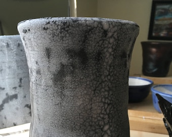 Black and White Raku Vase