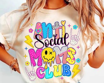 Anti Social Moms Club Png, Lustiges Mutter Zitat Png, Retro Karierte Mama Png, Mama Kokette Bogen Png, sarkastische Mutter Png, glücklicher Muttertag