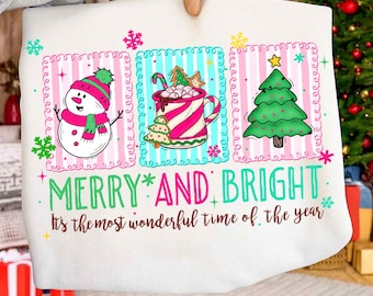 Merry And Bright png, Merry Christmas Coquette Png, Preppy Christmas Shirt Png, Xmas png, Christmas Png, Christmas Sublimation Png
