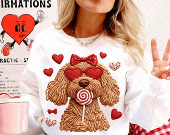 Valentine Dog PNG, Cute Puppy Heart Glasses Lollipop Sublimation Design, Adorable Love Dog Shirt Graphic, Pink Valentine Pet Digital