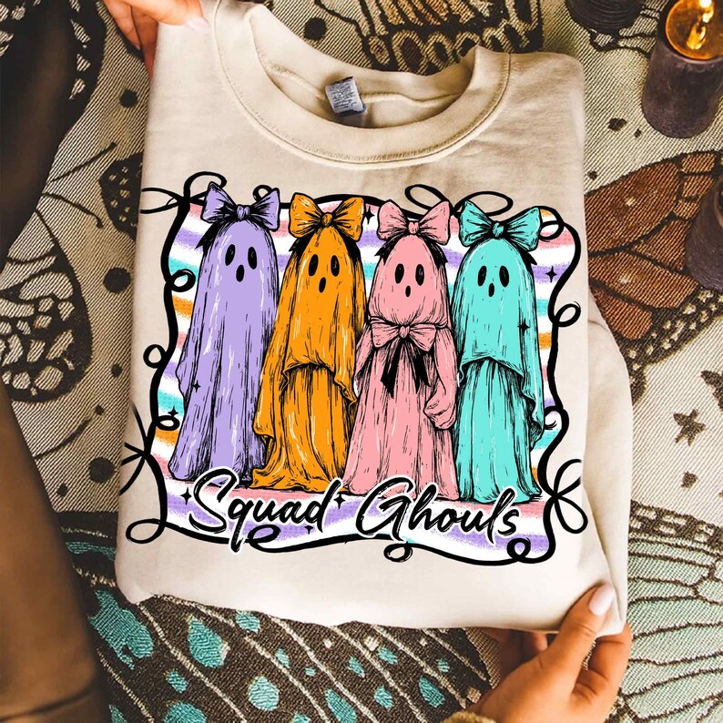 Squad Ghouls PNG Coquette Gothic Halloween Design, Iridescent Ghost ...