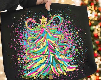 Colorful Coquette Christmas Tree Png, Preppy Christmas Png, Holly Jolly Png, Pink Christmas Png, Merry Christmas Png, Merry and Bright Png