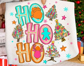 Preppy Christmas png, Ho Ho Ho Christmas Tree png, Merry Christmas png, Girly Christmas png, Christmas png, Santa png, Glitter Christmas