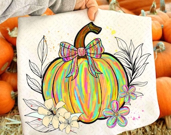 Floral Fall Pumpkin Png, Boho Pumpkin Coquette Png, Vintage Autumn Shirt Design, Retro Halloween Flowers Png, Pumpkin Spice Sublimation