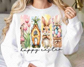 Retro Easter Bunny PNG: Floral Spring Design (Digital Download)
