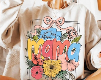 Floral Mama Coquette PNG, Retro Mama PNG, Mothers Day Png, Mama Varsity Png, Spring Floral Png, Gift for Mom, Pink Mama Png, Preppy Mâm