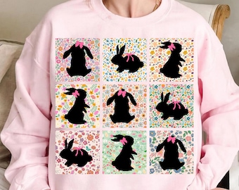 Retro Easter Bunny Floral png, Easter Bunny png, Easter Coquette Bow png, Retro Easter png, Girly Easter Kids, Bunny png, Spring Floral Png
