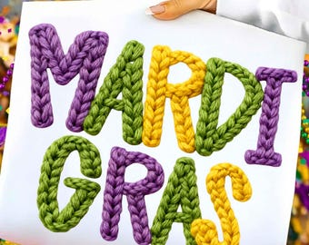 Latch Hook Mardi Gras, Mardi Gras Faux Yarn Png, Mardi Gras Varsity Png, Louisiana Png, Fleur de lis Png, Mardi Gras Shirt png, Trendy Png