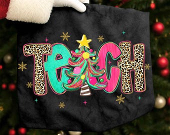 クリスマスの先生のコケットPNG、プレッピーなヒョウ柄の先生のクリスマスツリーPNG、陽気な先生PNG、ガーリーなグリッターピンクのクリスマスの先生PNG