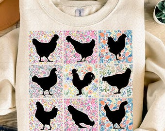 Retro Boho Floral Chicken Farm Png, Chicken Floral Png, Spring Flowers Png, Chicken Png, Chicken Lovers Gift, Chicken Mama Png, Sublimation