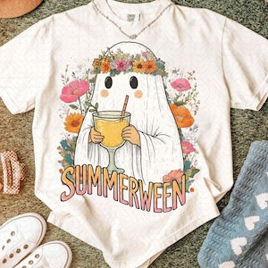 Vintage Halloween Summer PNG: Ghost Cocktail Design (Digital Download)