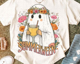 Vintage Halloween Summer PNG: Ghost Cocktail Design (Digital Download)