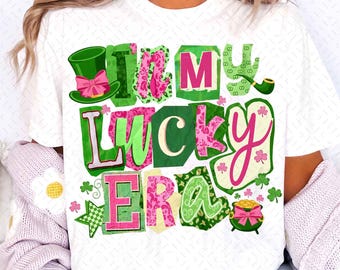 In My Lucky Era Png, Lucky Png, Brushstroke Shamrock Coquette Png, Patrick Png, Retro Patrick Png, Retro St Patrick's Day PNG,Lucky Shamrock