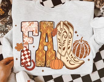 Cowboy Checkered Fall Png, Western Fall Png, Autumn Png, Grunge Fall Png, Western Cowgirl Boots Fall Sublimation png, Fall Png, Autumn Shirt