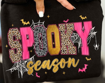 Preppy Spooky Season png, Retro Halloween Spooky Pink Png, Halloween Leopard Checkered Fall Png, Halloween Girly png, Halloween Png