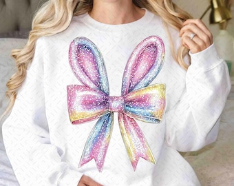 Colorful Glitter Brushstroke Bunny Easter png, Easter png, Bunny Bow png, Bunny png, Easter kids png, Girls Easter Png, Preppy Easter Png
