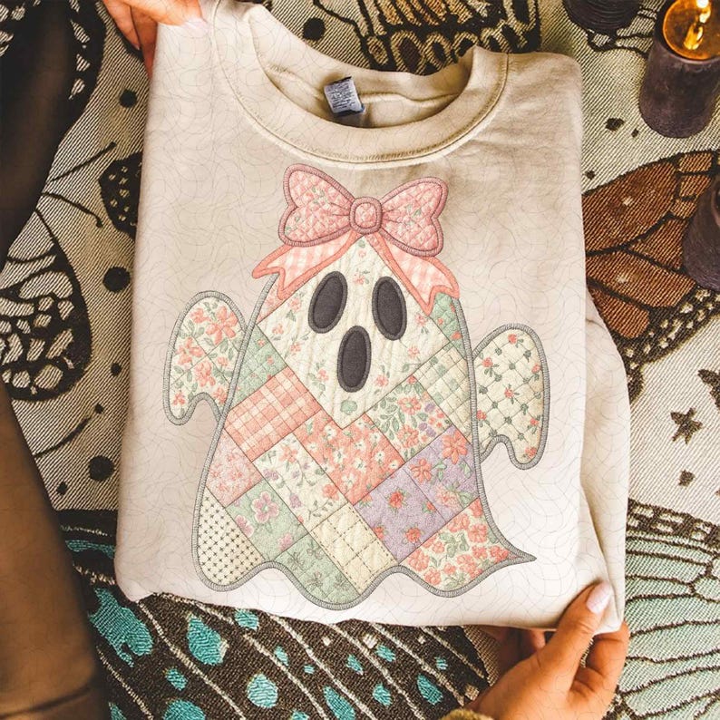Patchwork Ghost Png, Preppy Pink Ghost Png, Ditsy Floral Halloween ...