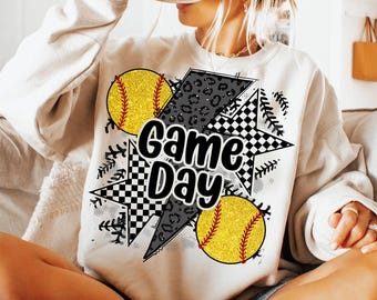 Glitter Softball Png, Game Day Softball PNG, Retro Checkered Softball Png, SoftballMama Png, Softball Mom Png, Leopard Softball Coquette