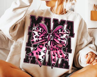 Lazo de mamá con estampado de leopardo brillante PNG: Sublimación de la vida de mamá coqueta (Descarga digital)