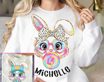 Personalized Easter Bunny PNG: Brushstroke Design (Digital Download)