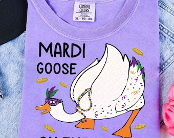 Funny Mardi Gras Goose PNG, Coquette Mardi Gras Shirt Design, Fat Tuesday Fleur De Lis Sublimation, Mardi Gras 2026 Digital Download