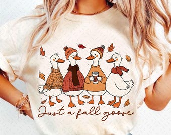 Ganso de otoño PNG, Ganso divertido y acogedor, Camiseta de ganso de otoño PNG, Diseño de animal otoñal lindo para camisetas, Sublimación de otoño PNG, Otoño PNG