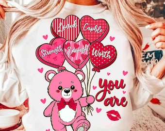 You Are Enough Valentine Png, Retro Valentine Sublimation Design, Self Love Valentine Png, Valentine Heart Png, Positive Affirmations Png