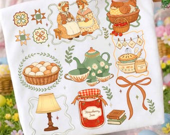 Vintage Grandma Core PNG, Thrifted Teddy Bear PNG, Hen Nest Farmhouse Design, Coquette Cottagecore Oval Frame Sublimation Png