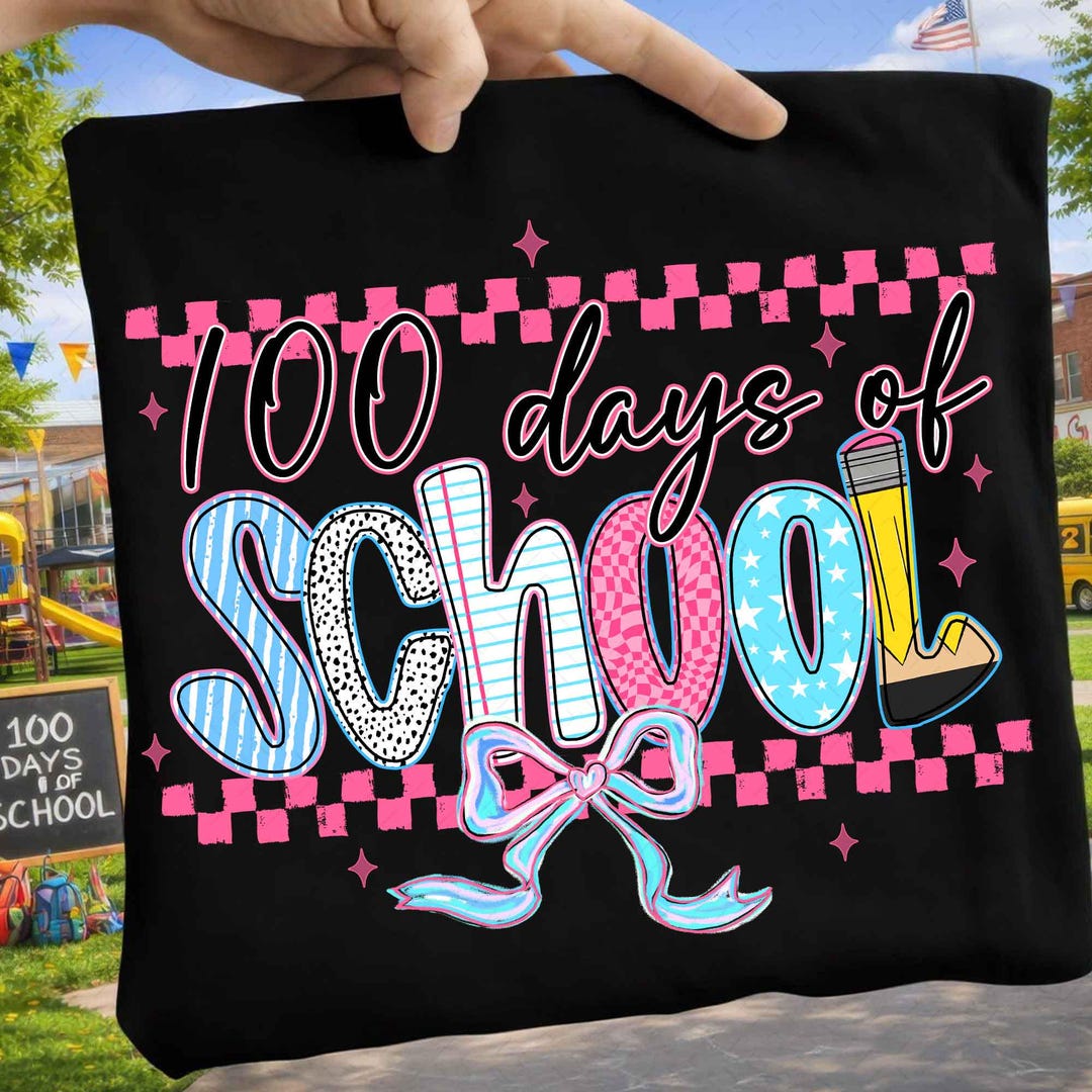100 Days of School PNG, Checkered 100 Days Shirt Png Design, Happy ...