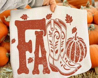 Western Fall Png, Autumn Png, Grunge Fall Png, Western Cowgirl Boots Fall Sublimation Design, Fall Season Png, Retro Pumpkin Fall Png
